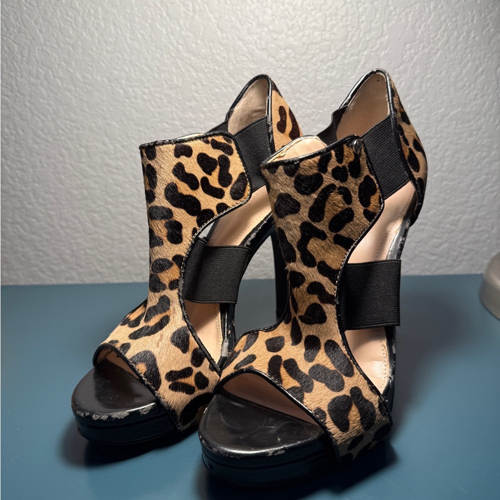 Calvin Klein Animal Print Open-Toe Heels